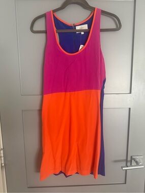 Madison Marcus Fuchsia, Orange & Blue Colorblock Sleeveless Mini Dress